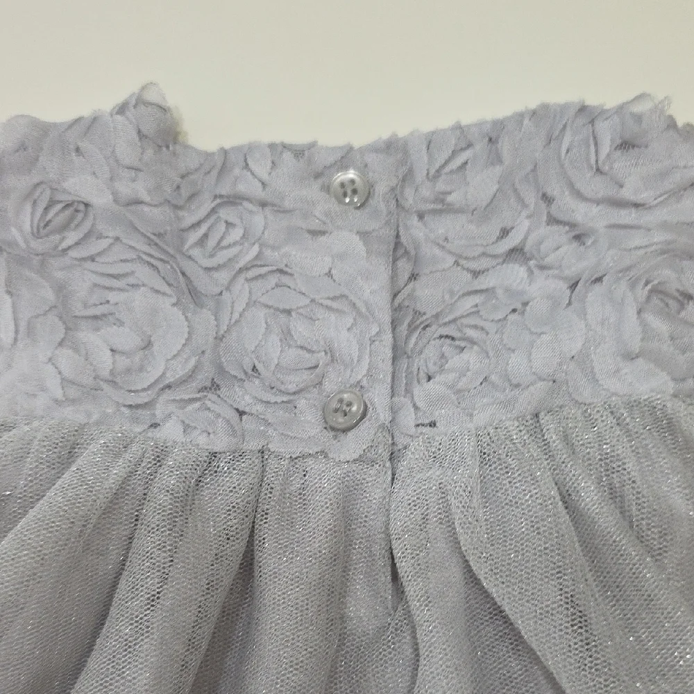 First Impressions Gray Tulle Occasion Dress Baby Girl 12M Floral Holiday Party